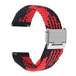 yanghongyua Universelles 20-mm-Uhrenarmband, Ersatz-Nylon-Uhrenarmband für Samsung Galaxy Watch 3 41 mm, Nylon-Uhrenarmband mit Metallschnalle für Huawei Watch 2. (Z-Schwarz/Rot) von yanghongyua