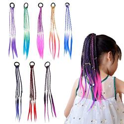 Buntes Geflochtenes Haar, 8Pcs Kinder Bunte Haare, Bunte Haarsträhnen, Geflochtene Haare Extensions mit Elastischem Seilband für Mädchen Frauen Party Geburtstag Sport Reisen von yeemeen