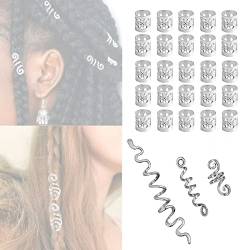 Haar Dreadlocks Schmuck, 28pcs Haarspiralen Clips, Verstellbar Metall Cuffs Haar Dreadlocks Zubehör für Haarflechten, Halsketten, Armbänder, Ohrringe und Anderes DIY Schmuckzubehör von yeemeen