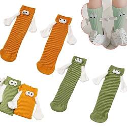 yeemeen Hand in Hand Socken, 2 Paar Lustige Magnetische Socken, Hand Holding Socks, Freundschaftssocken, Lustige Magnetische Saugnapf 3D Puppe Paar Socken, Neuheitssocken für Paare von yeemeen