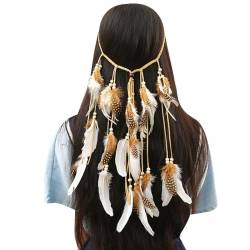 Böhmisches handgefertigtes Haarband mit Kunstfedern, ethnischer indischer Festival-Kopfschmuck, dekorativ, weich, wiederverwendbar von yeeplant