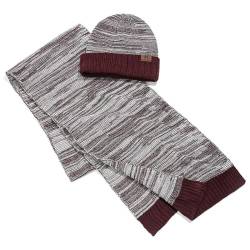 Dehnbares modisches Beanie-Set, warm, Unisex, gestrickt, gerippt, legere Mütze, Schal, Uhr, Paar, 2, Baumwolle, Ohne Edelstein von yeeplant