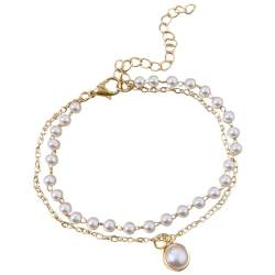 Elegantes Armband für Damen, mit Kunstperlen, niedliches Armband für Perlen, Kunstperlen und Legierung, Kein Edelstein von yeeplant