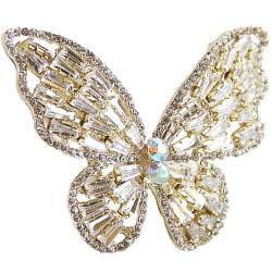 Haarnadel, glänzendes Metall: französischer Strass-Schmetterling, automatische Haarspange von yeeplant