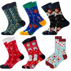 Lässige Cartoon-gemusterte Socken für Damen, 6 Paar, Weihnachten, niedlich, modisch, bedruckt, Baumwolle, Crew-Socken, Einheitsgröße, Baumwolle, Kein Edelstein von yeeplant