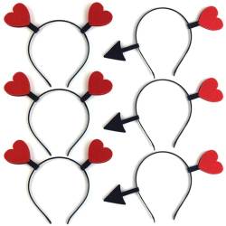 Niedliche Haarreifen zum Valentinstag, abnehmbar, einfach, Party, Stirnband, Requisite in Herzform, 6 Stück von yeeplant