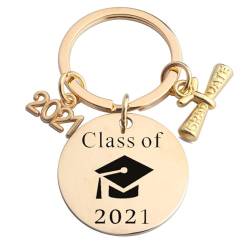 Personalisierter Schlüsselanhänger zum Schulabschluss, Edelstahl-Dekoration, einzigartiges Geschenk für Absolventen, 2, Edelstahl, Ohne Edelstein von yeeplant