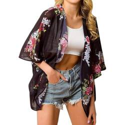 Strandurlaub Badeanzug Cover Up: Floral Kimono Cardigan für Frauen - Lässig, Atmungsaktiv & Loose Fit, Einheitsgröße, Baumwolle, Kein Edelstein von yeeplant