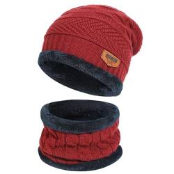 Thermo-Beanie-Set, unisex, Paarmütze, Stil, modisch, lässig, Winter, dicker Schal, elastische Mütze, kältebeständig, Set mit Schal, 30, 80 % Polyacrylnitrilfaser von yeeplant