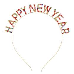 Trendiges Haarband aus Strass-Legierung, modisch, niedlich, Party, dekorativer Buchstaben-Haarreif, dünn, cooles Neujahrs-Stirnband von yeeplant