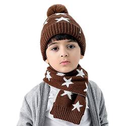 Warme Wintermütze für Kinder mit Schal, gemütlich, weich, thermisch, schöne Bommel-Strickmütze für Damen, für kaltes Wetter, 30, Wollgarn, Kein Edelstein von yeeplant