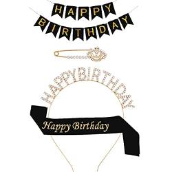 Wiederverwendbare Haarschmuck Schärpe Geburtstag Sortierte Party Hoop Stirnband Legierung Spaß Set Banner Geburtstag Mode Haar Satin, Einheitsgröße, Baumwolle, Ohne Edelstein von yeeplant