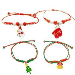 yeeplant 4 x Charm-Armband, Weihnachts-/Freundschaftsarmband, niedlich: verschiedene Armbänder, Legierung und Schnur, Kein Edelstein von yeeplant