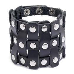 yeeplant Armband verstellbar Punk Vintage Kunstleder Armband Manschette Armreif, PU-Leder (Kunstleder) + Eisen, Kein Edelstein von yeeplant