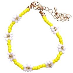 yeeplant Blumenarmband für Mädchen, verstellbar, böhmische Perlen, Boho-Mode-Armband, Kunststoff + Rocailles-Perlen, Kein Edelstein von yeeplant