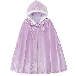 Kostüm für Mädchen, Prinzessin Elsa, Umang, Mantel für Halloween, Party, Cosplay, Winter, aus Samt, mit Kapuze, lang Gr. Medium, violett von yeesn