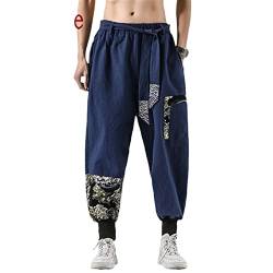Lässige Harem Hosen Männer Kleidung Jogger japanische Streetwear Leinen Männer Hosen Hosen Hip Hop Frühling Dark Blue XL von yesSMI