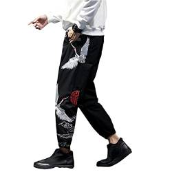 yesSMI Drucken Loser lässiger Haremhose Männer Kung Fu Tai Chi Orientalische Kleidung Chinesische Retro -Hosen unterteilt Black M von yesSMI