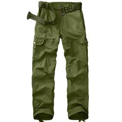 yeyity Cargohose Damen Hosen Multi Taschen Wanderhose Outdoorhose Baumwolle Arbeitshose Jogginghose Relaxed-Fit Trekkinghose Militär Hose Streetwear(Amy Green,2087,32) von yeyity