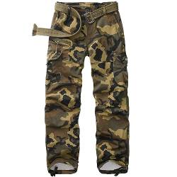 yeyity Cargohose Damen Hosen Multi Taschen Wanderhose Outdoorhose Baumwolle Arbeitshose Jogginghose Relaxed-Fit Trekkinghose Militär Hose Streetwear(Camo,2087,34) von yeyity