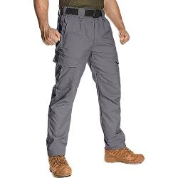 yeyity Cargohose Herren Ripstop Militär Taktische Hose Stretch Outdoor Hosen für Herren Leichte Arbeitshose Männer Wandernhose(9923,Grey,30) von yeyity