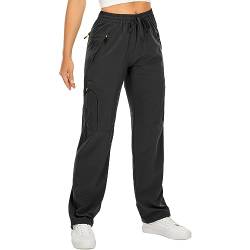 yeyity Wanderhose Damen Leichter Quick Dry Outdoorhose Atmungsaktiv Cargohose UV-Schutz Trekkinghose Funktionshose Jogginghose(6608,Black,L) von yeyity