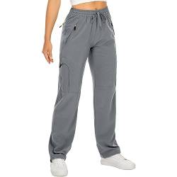 yeyity Wanderhose Damen Leichter Quick Dry Outdoorhose Atmungsaktiv Cargohose UV-Schutz Trekkinghose Funktionshose Jogginghose(6608,Grey,XL) von yeyity