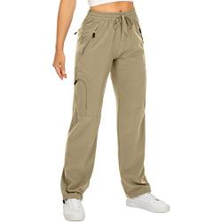 yeyity Wanderhose Damen Leichter Quick Dry Outdoorhose Atmungsaktiv Cargohose UV-Schutz Trekkinghose Funktionshose Jogginghose(6608,Khaki,M) von yeyity