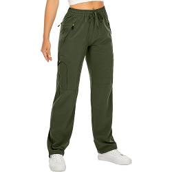 yeyity Wanderhose Damen Leichter Quick Dry Outdoorhose Atmungsaktiv Cargohose UV-Schutz Trekkinghose Funktionshose Jogginghose(6608,amygreen,L) von yeyity