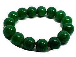 Yigedan Armband mit 12 mm großen grünen Jadeperlen, dehnbar, für Damen und Herren, Jade von yigedan