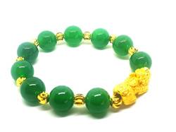 yigedan Armband mit natürlichen grünen Jade-Perlen, 14 Karat 3D-Goldperlen von yigedan