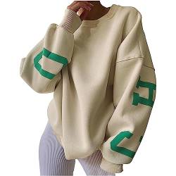 Damen Sweatshirt Chicago Buchstaben Druck Langarm Rundhals Oversize Pullover Warm Pulli Oversized Casual Bequem Teenager Mädchen Sportbekleidung Sweater Oberteile Tops Angebote Sale Deal Geschenke von yiouyisheng