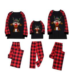 Familie Weihnachten Pyjamas Kariert Set Fun Nachtwäsche Weihnachts Schlafanzug Zweiteiliger Langarmshirt und Hose Christmas Pyjama Family Set Hausanzug Loungewear von yiouyisheng