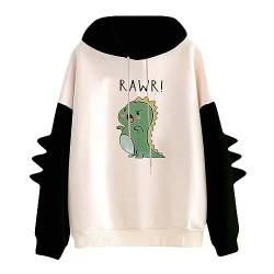 Kapuzenpullover Damen Hoodie Dinosaurier Kawaii Pullover Cute Dino Kapuzenpulli Pulli Freizeit Sport Langarm Oberteile Sweatshirt mit Kapuze Herbst Winter Mädchen von yiouyisheng