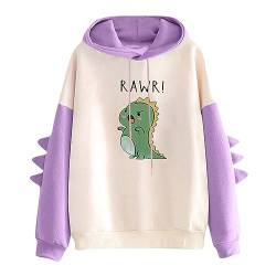 Kapuzenpullover Damen Hoodie Dinosaurier Kawaii Pullover Cute Dino Kapuzenpulli Pulli Freizeit Sport Langarm Oberteile Sweatshirt mit Kapuze Herbst Winter Mädchen von yiouyisheng