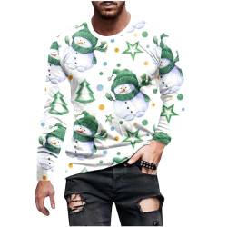 Weihnachten Langarmshirt Herren Weihnachtsbaum Schneemann Weihnachtsmann Schneeflocke Muster Weihnachtsshirt Langarm Weihnachts Tshirt Männer Christmas Oberteile Xmas Shirt von yiouyisheng