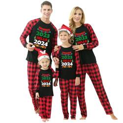 Weihnachten Pyjama Familie Set Goodbye 2023 Hello 2024 Motiv Schlafshirt Karierte Schlafhose Weihnachts Schlafanzug Christmas Matching Family Pyjamas Familien Weihnachtspyjama von yiouyisheng