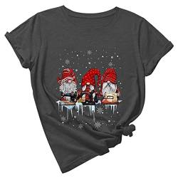 Weihnachts T-Shirt Damen Weihnachtswichtel Elfen Print Kurzarm Rundhals Weihnachts Tshirt Weihnachten Mädchen Xmas Festliches T-Shirt Christmas Shirt von yiouyisheng