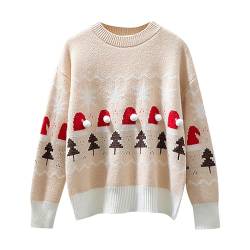 Weihnachtspullover Damen Lustig Strickpullover Elch Weihnachtsbaum Schneemann Weihnachtspulli Ugly Christmas Sweater Pulli für Frauen Teenager Mädchen Herbst Winter von yiouyisheng