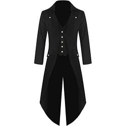 yiouyisheng Herren Gothic Steampunk Frack Mantel Männer Mittelalter Viktorianischen Vintage Jacke Uniform Lange Smoking für Halloween Karneval Fasching Kostüm Party Cosplay Verkleidung von yiouyisheng