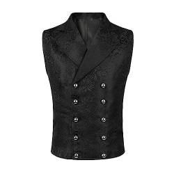 yiouyisheng Herren Paisley Weste Formelle Hochzeit Party Herrenweste Gothic Steampunk Trachtenweste Revers Weste für Herren Floral Jacquard gestreifte Anzug Weste von yiouyisheng