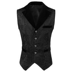 yiouyisheng Herren Paisley Weste Formelle Hochzeit Party Herrenweste Gothic Steampunk Trachtenweste Revers Weste für Herren Floral Jacquard gestreifte Anzug Weste von yiouyisheng