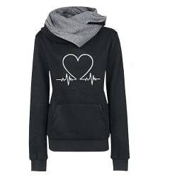 yiouyisheng Kapuzenpullover Damen Oberteile Sportlich Lässig Langarm Sweatshirt mit Kapuze, Hundepfote Herz Motiv, Hoodie Langarmshirt Kapuzen-Sweatshirt Pullover Freizeit Sport von yiouyisheng