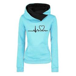 yiouyisheng Kapuzenpullover Damen Oberteile Sportlich Lässig Langarm Sweatshirt mit Kapuze, Hundepfote Herz Motiv, Hoodie Langarmshirt Kapuzen-Sweatshirt Pullover Freizeit Sport von yiouyisheng