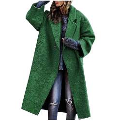 yiouyisheng Mantel Damen Lang Wollmantel Herbst Winter Trenchcoat Elegant Pendler Revers Wintermantel Lose Tweed Jacke Übergangsmantel Frauen Cardigan Damenmantel ohne Gürtel Partner Geschenke von yiouyisheng