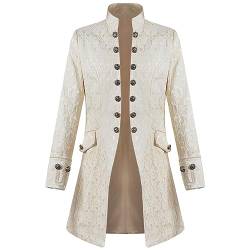 yiouyisheng Mittelalter Kleidung Herren Mantel Jacquard Steampunk Viktorianischen Renaissance Gothic Retro Vintage Jacke Stehkragen Karneval Halloween Party Cosplay Kostüm Trenchcoat von yiouyisheng