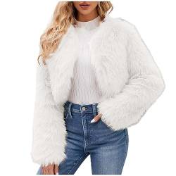 yiouyisheng Pelzjacke Damen Kunstpelz Felljacke Kurz Langarm Cardigan Open Front Jacke Festlich Hochzeit Bolero Boleros Bolerojacke Shrug Schulterjacke Party Streetwear Geburtstagsgeschenk Für Frauen von yiouyisheng