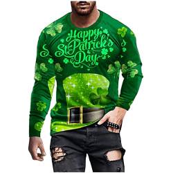 yiouyisheng St. Patrick's Day Langarmshirts für Herren Kleeblatt Kobold Saint Patrick's Day Tshirt Männer T Shirt Herren Longsleeve St. Patricks Day T-Shirt Herren Oberteil Shirts Tops von yiouyisheng