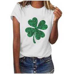 yiouyisheng St. Patricks Day T-Shirt Damen Kleeblatt Shamrock Saint Patrick's Day Oberteile Irland St. Patricks Day Shirt Mädchen St Patricks Day Kostüm Tee Grün Fasching Festival von yiouyisheng