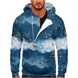 yiouyisheng Weihnachten Hoodie Herren Kapuzenpullover mit Schräg Half Zip Sweatshirt Christmas Hoodies Xmas Pullover Männer Kapuzenpulli Herbst Winter Sport Freizeit Festlich von yiouyisheng